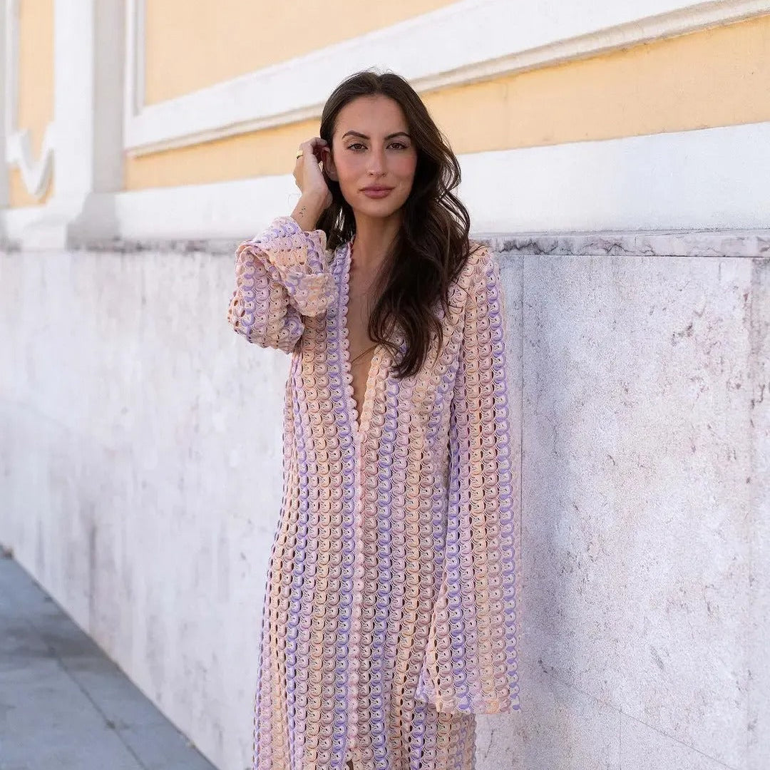 Beatrice Crochet Stripe Maxi Dress