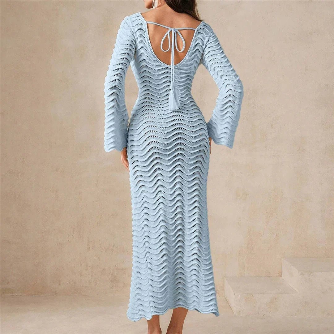 SOERA Arabella Lace - Up Knit Maxi Dress - Dress - Blue M
