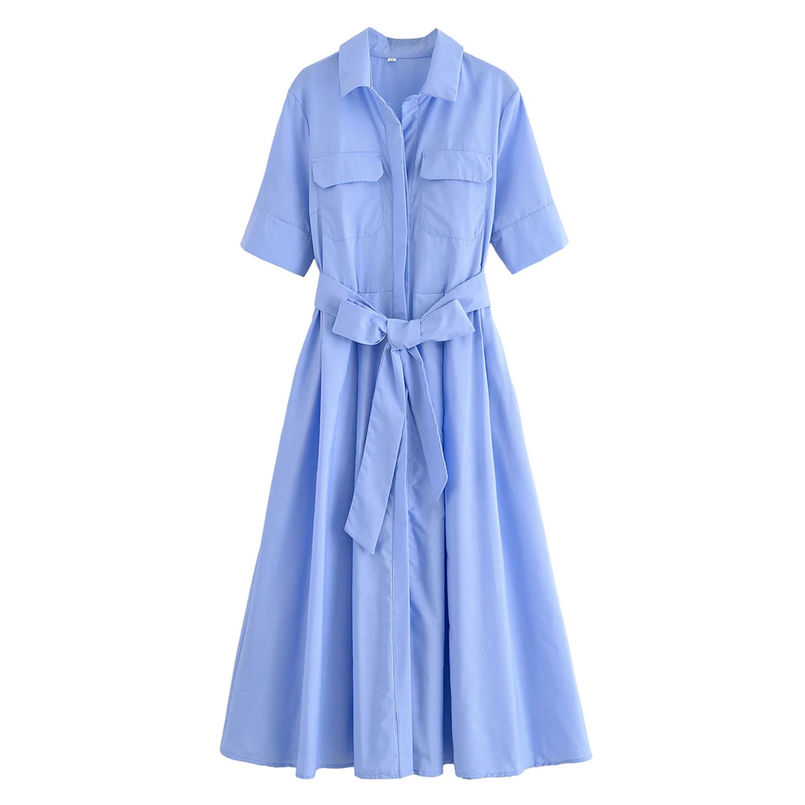SOERA Ariane Belted Shirt Midi Dress - Dress - Blue XS