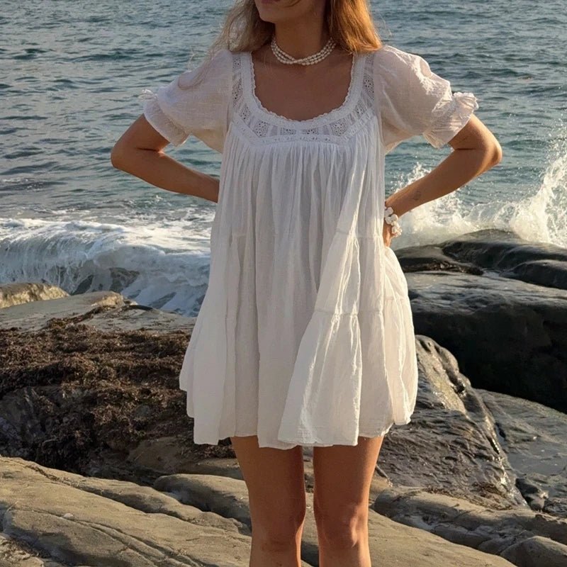 SOERA Cassy Puff Sleeve Babydoll Dress - Dress - White S