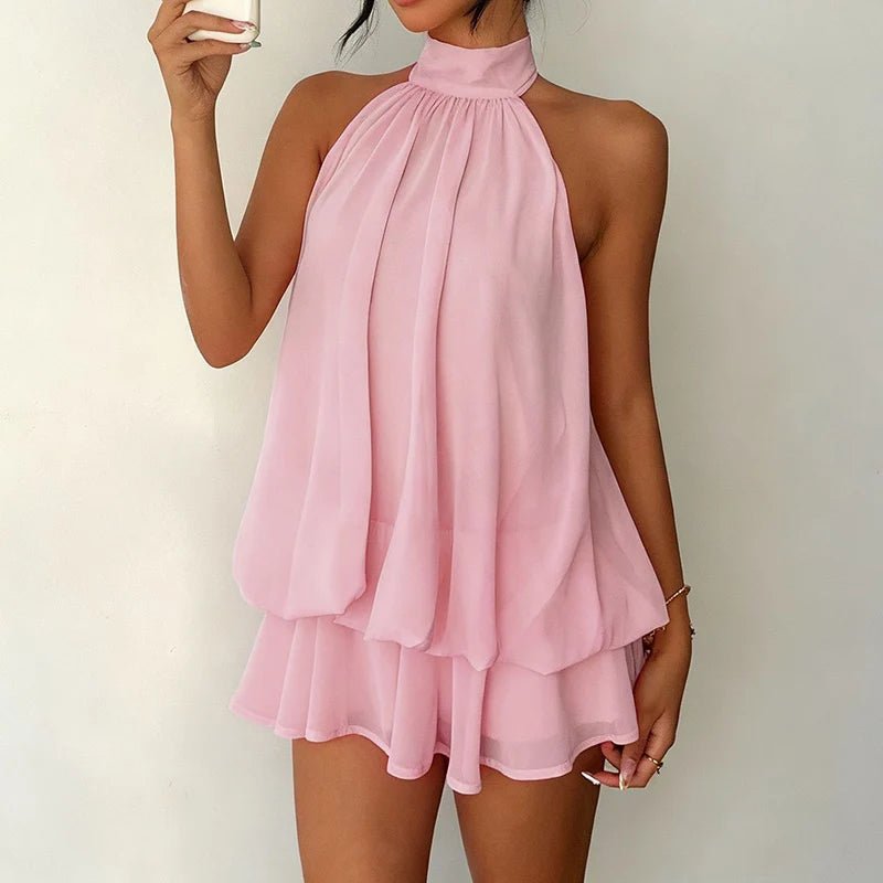 SOERA Eden Halter Backless Mini Dress - Dress - Pink S