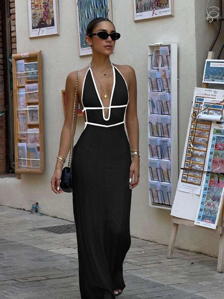 SOERA Harley Lace Up Halter Maxi Dress - Dress - SOERA-064643-BLA-XS-92835 Black XS