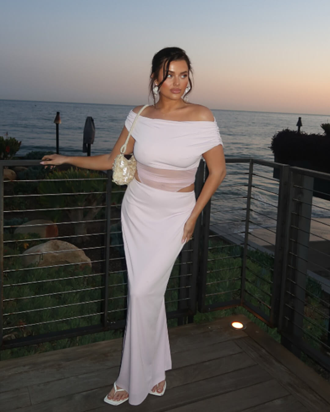 SOERA Shiela Ruched Mesh Maxi Dress - Dress - White S