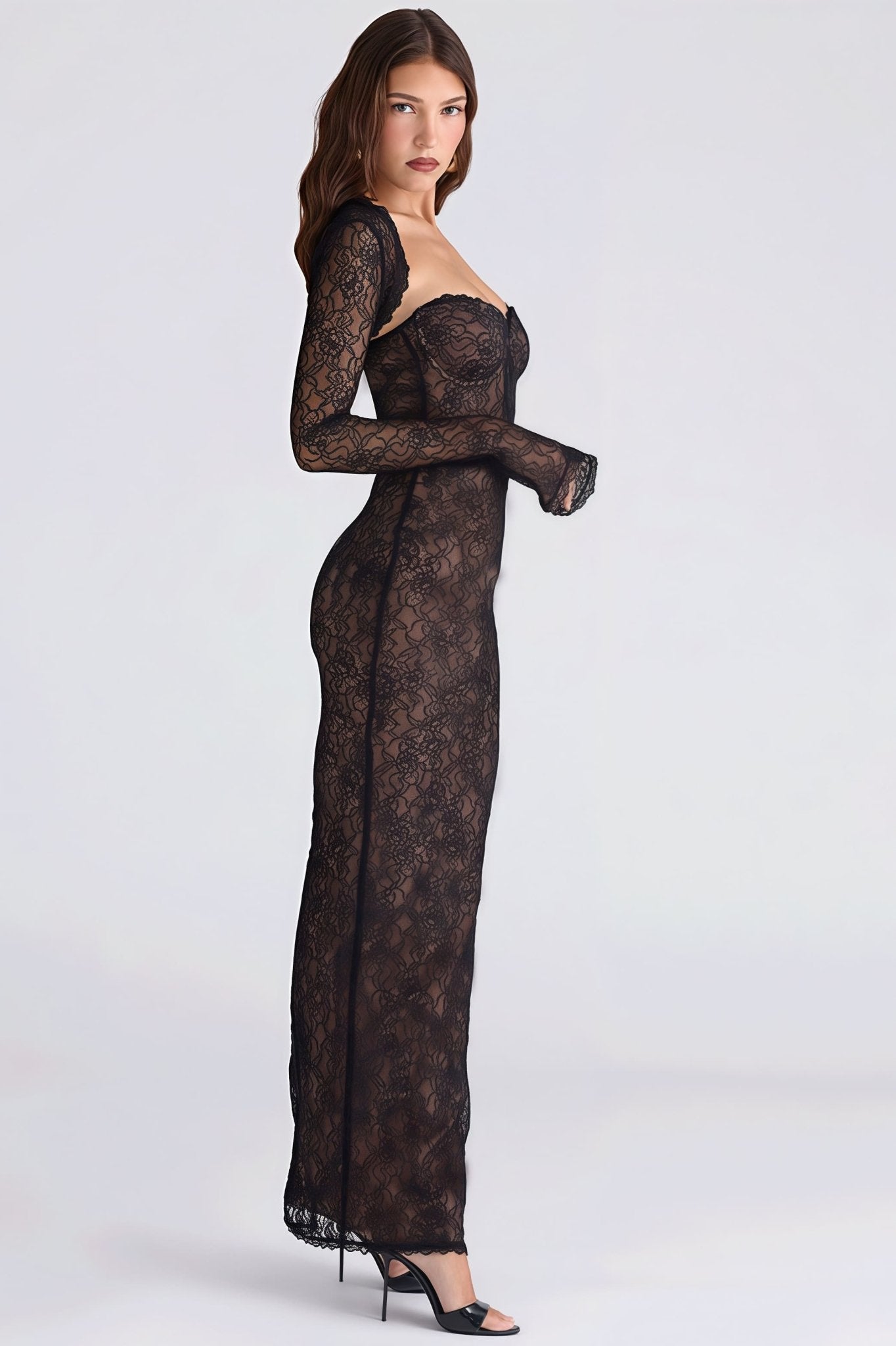 SOERA Senna Lace Sheer Bandeau Maxi Dress - Dresses - SOERA-761475-RED-M-72355 Red M