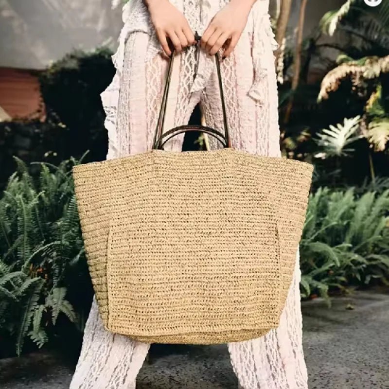 SOERA Aimee Handwoven Straw Beach Tote Bag - Handbags - Dark Brown