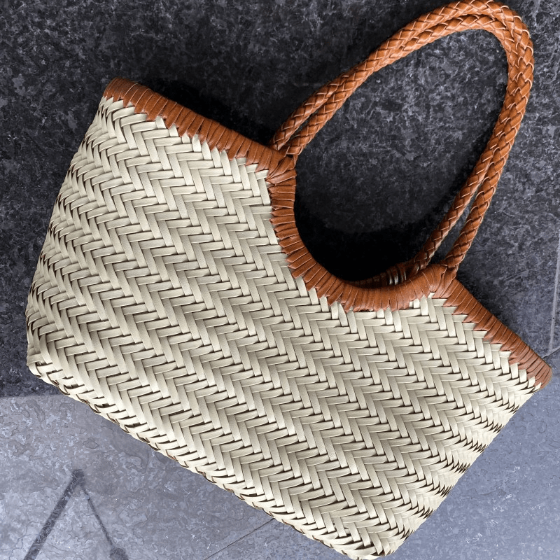 SOERA Beatrice Woven Leather Tote Bag - Handbags - Burgundy Small