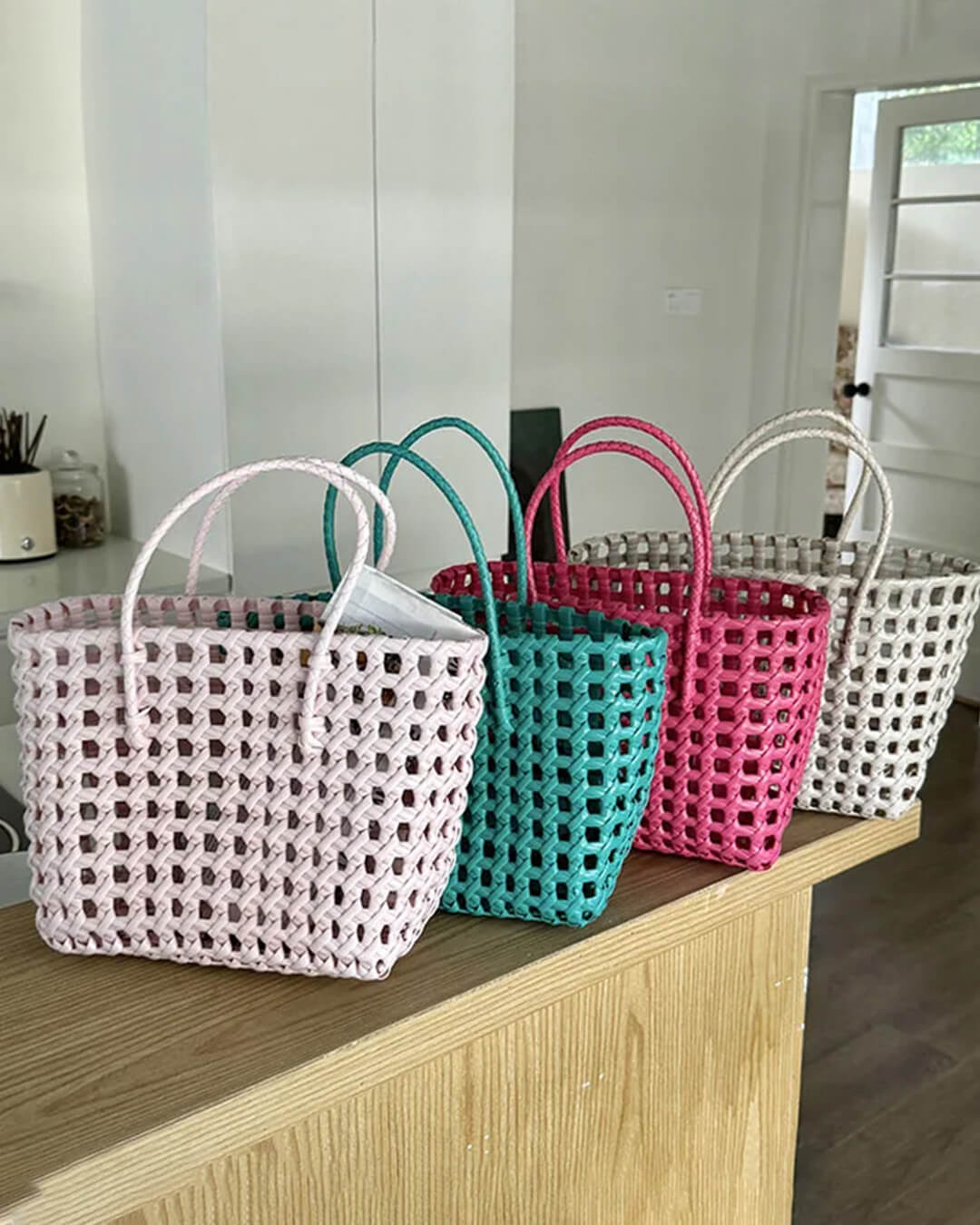SOERA Cresta Open-Weave Tote Bag - Handbags - Light Yellow