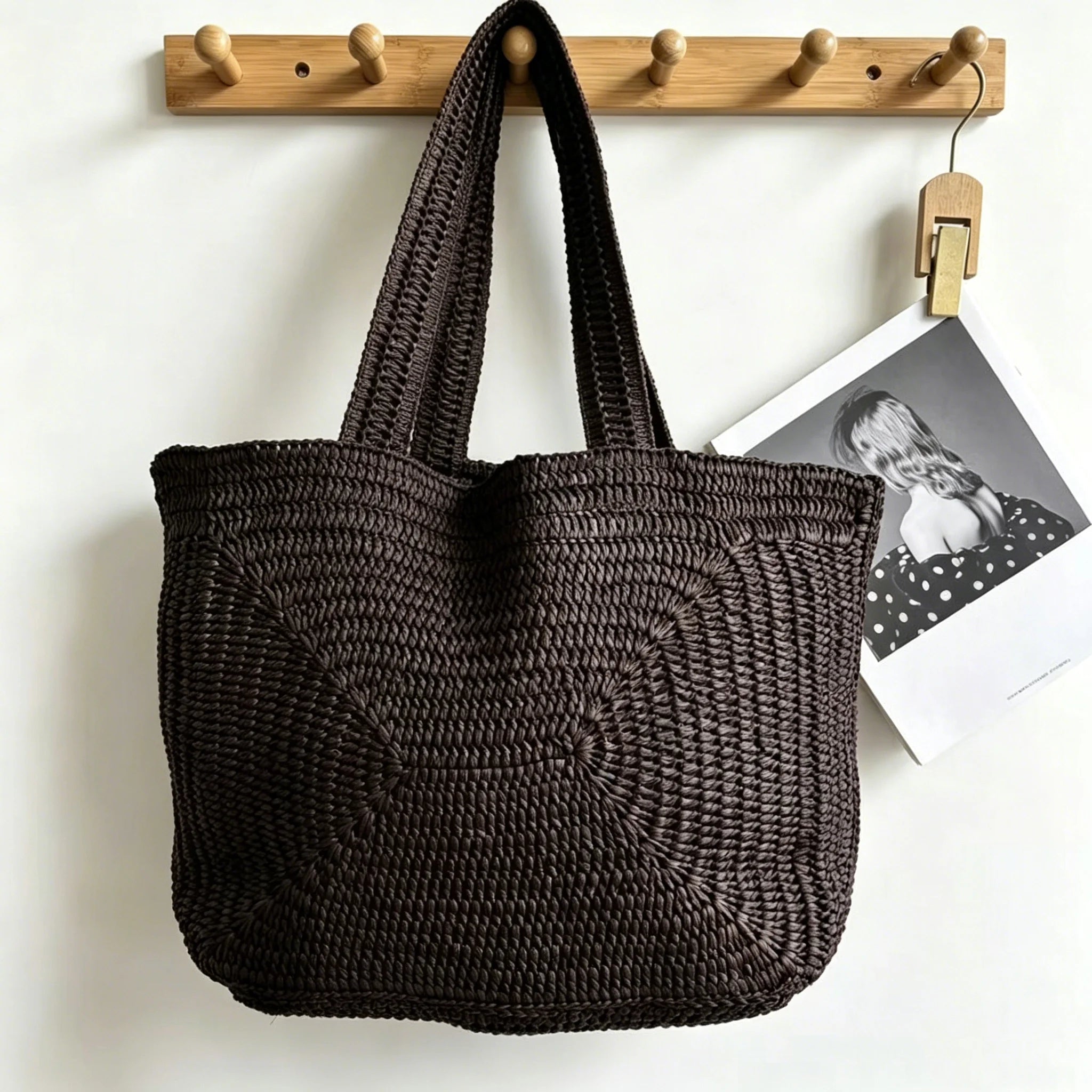 SOERA Hannie Bohemian Woven Beach Tote Bag - Handbags - Dark Brown