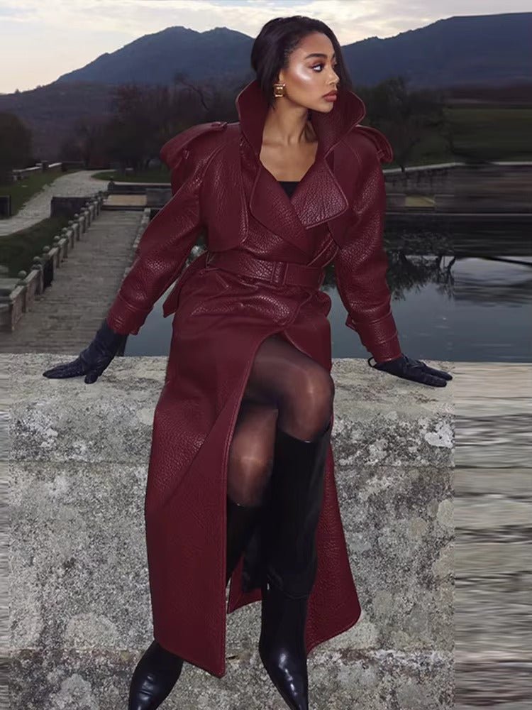 SOERA Danica Long Leather Jacket - Jackets - Burgundy M