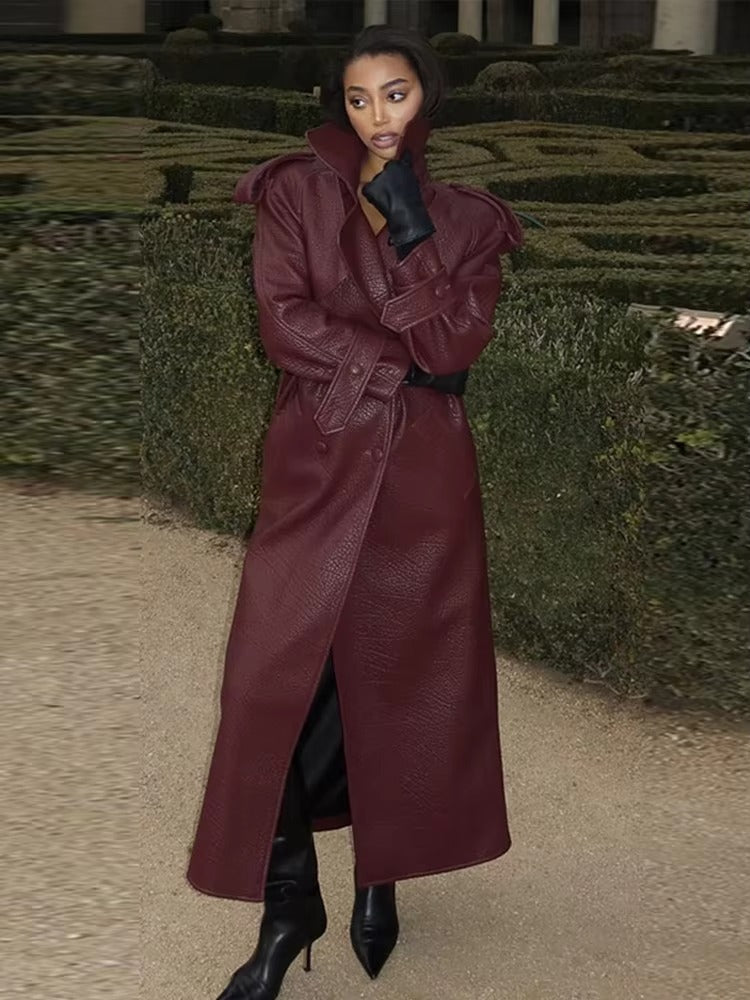 SOERA Danica Long Leather Jacket - Jackets - Burgundy S
