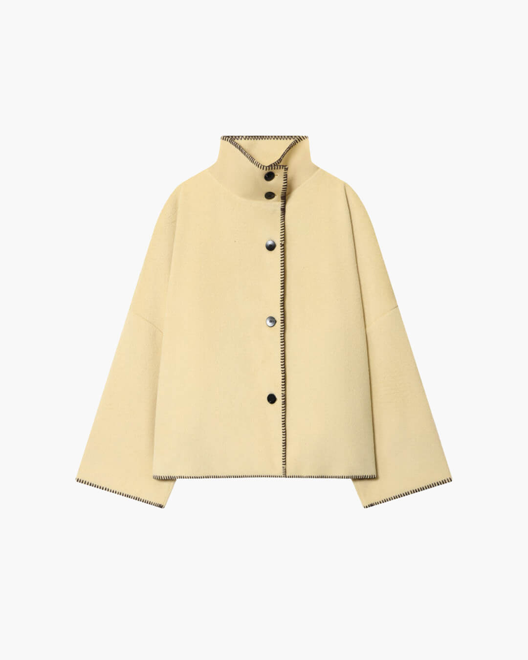 SOERA Emily High Neck Button Jacket - Jackets - VH1763304746538835725 Yellow L