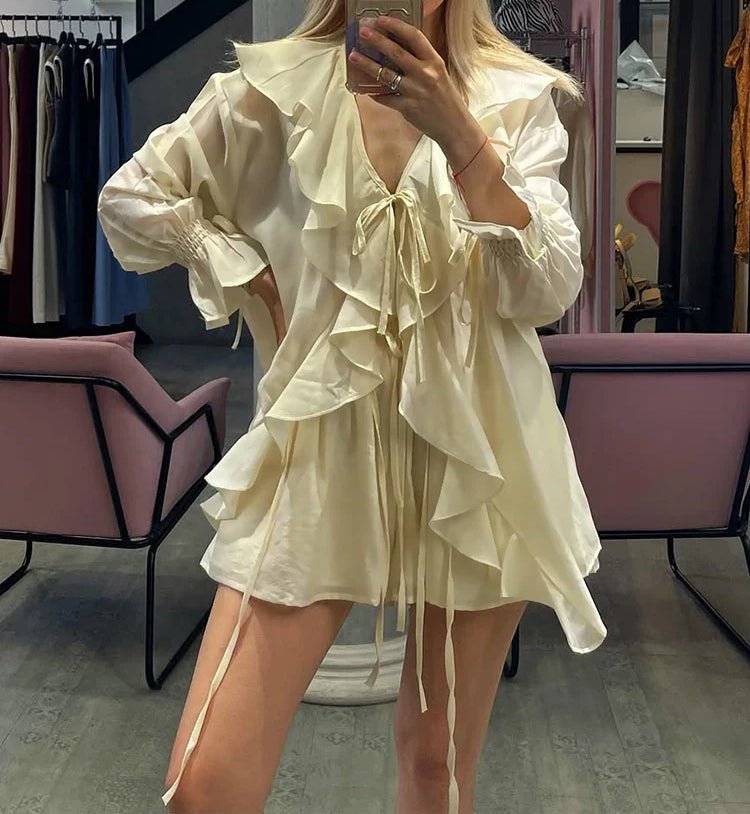 SOERA Sienna Ruffled Tie Top Shorts Set - Matching Sets - L