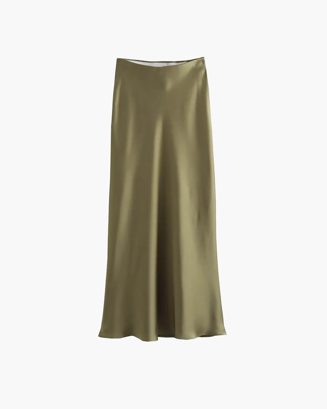 SOERA Anais High Waist Black Satin Midi Skirt - Skirt - Armygreen XS