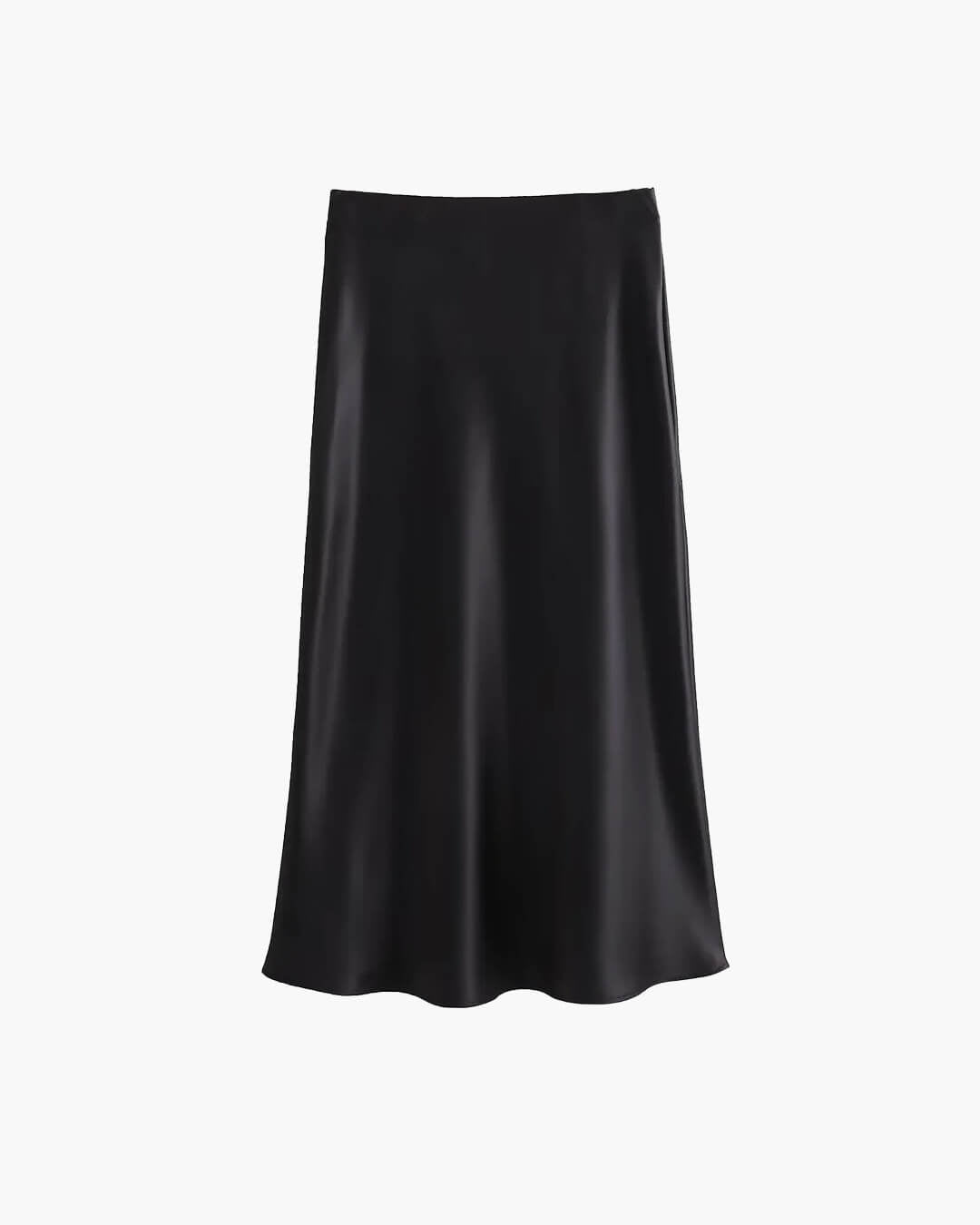 SOERA Anais High Waist Black Satin Midi Skirt - Skirt - Beige XS