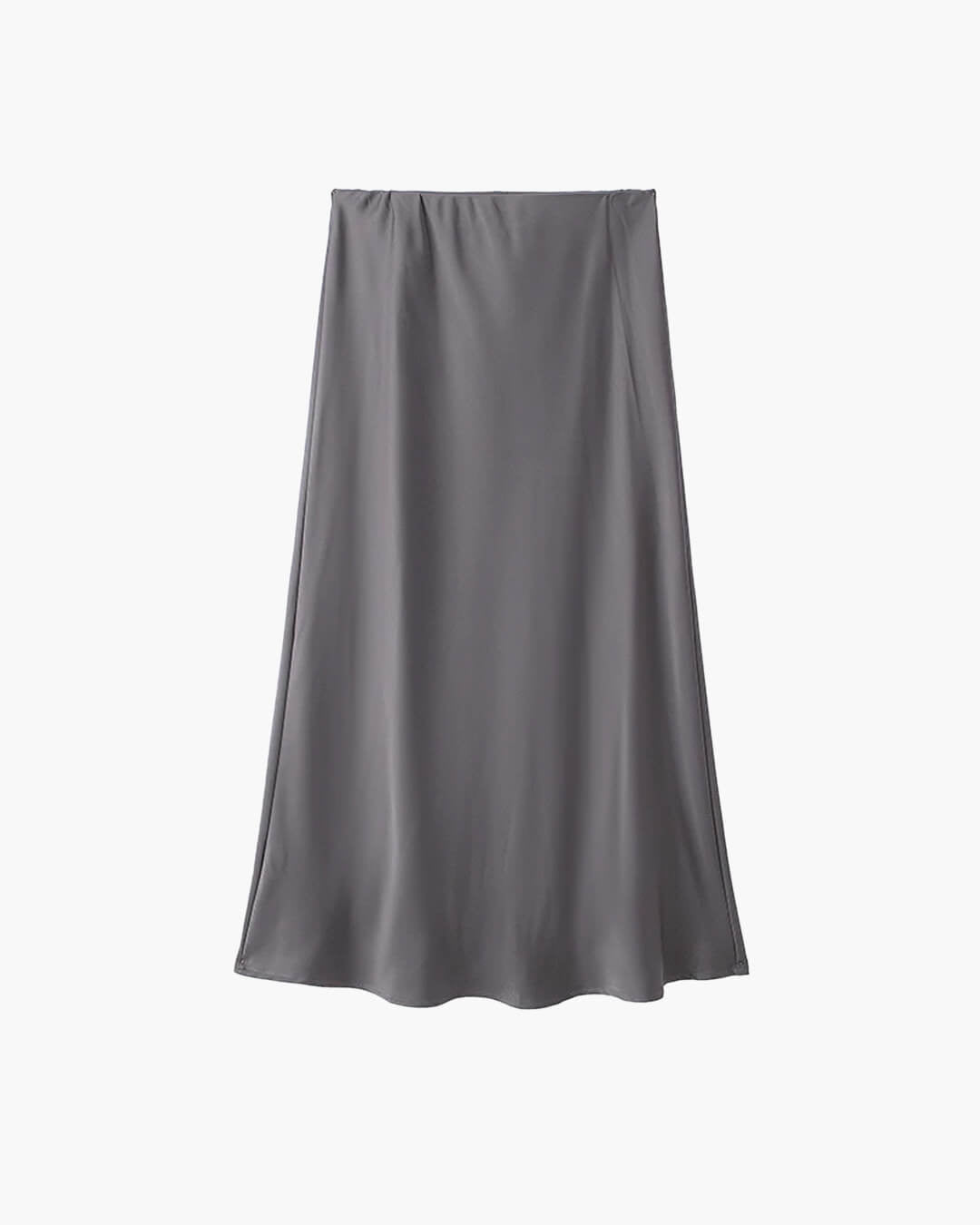 SOERA Anais High Waist Black Satin Midi Skirt - Skirt - Grey XS