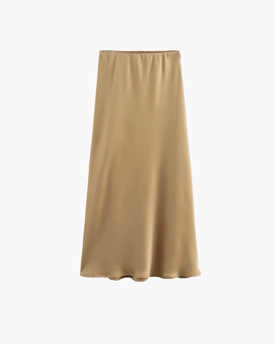 SOERA Anais High Waist Black Satin Midi Skirt - Skirt - Light Brown XS