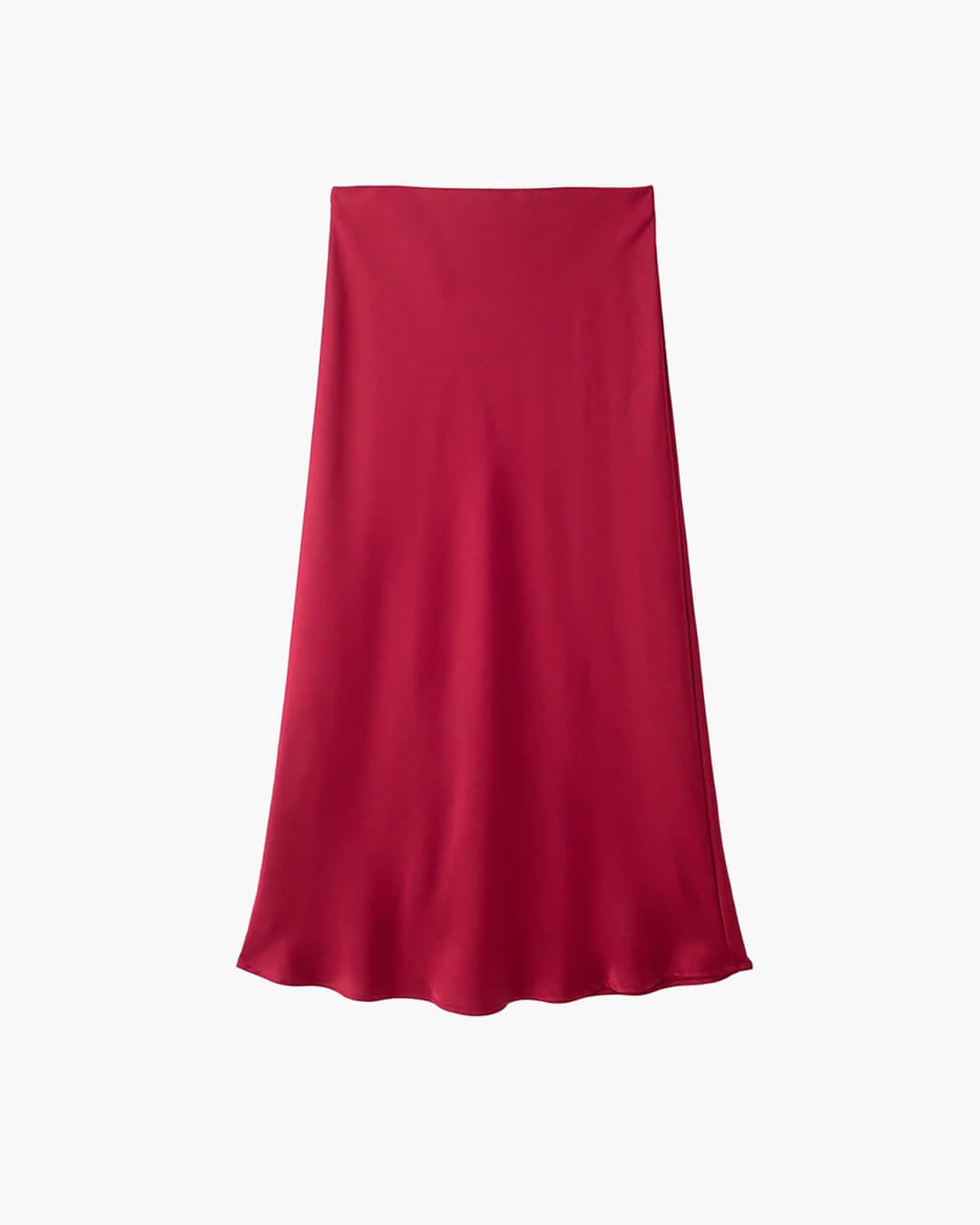SOERA Anais High Waist Black Satin Midi Skirt - Skirt - Red XS