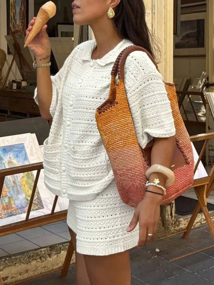 SOERA Amaia Knitted Two - Piece Summer Set - Sweater - White L