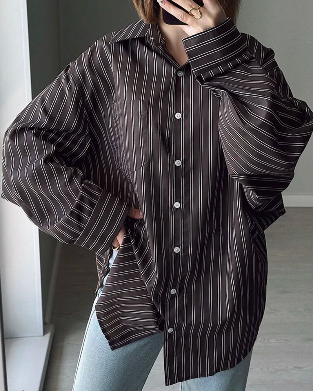 SOERA Gaile Bat Sleeve Striped Shirts - Tops - qZ1774532669745045139 Brown XS