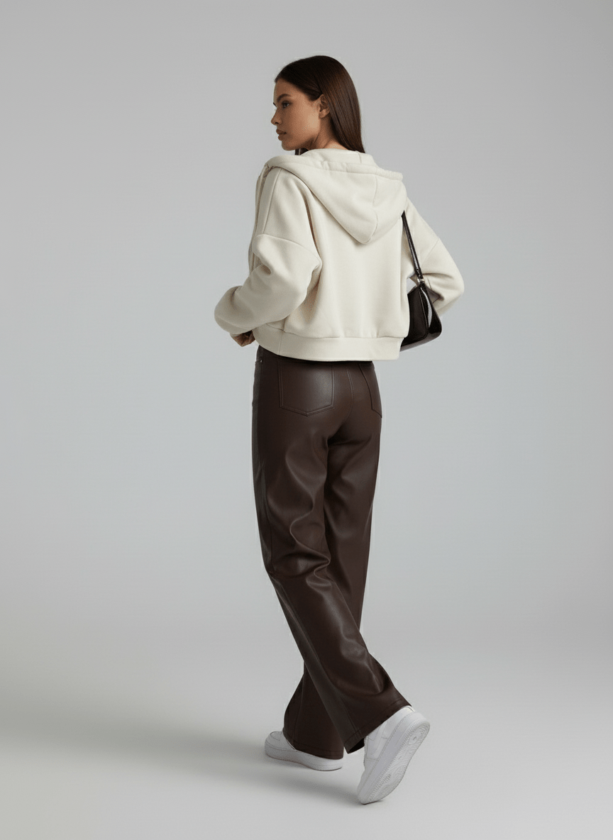 SOERA Cassy Classic Leather Pants - Trousers - JC1764442362189876066 Brown S