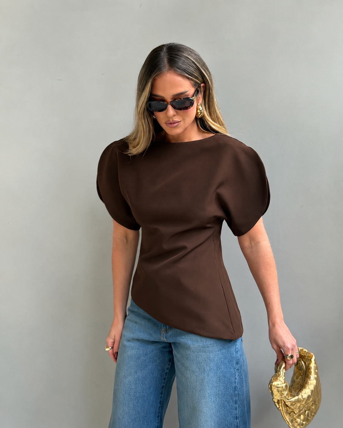Sienna tricot topp med ballongärmar