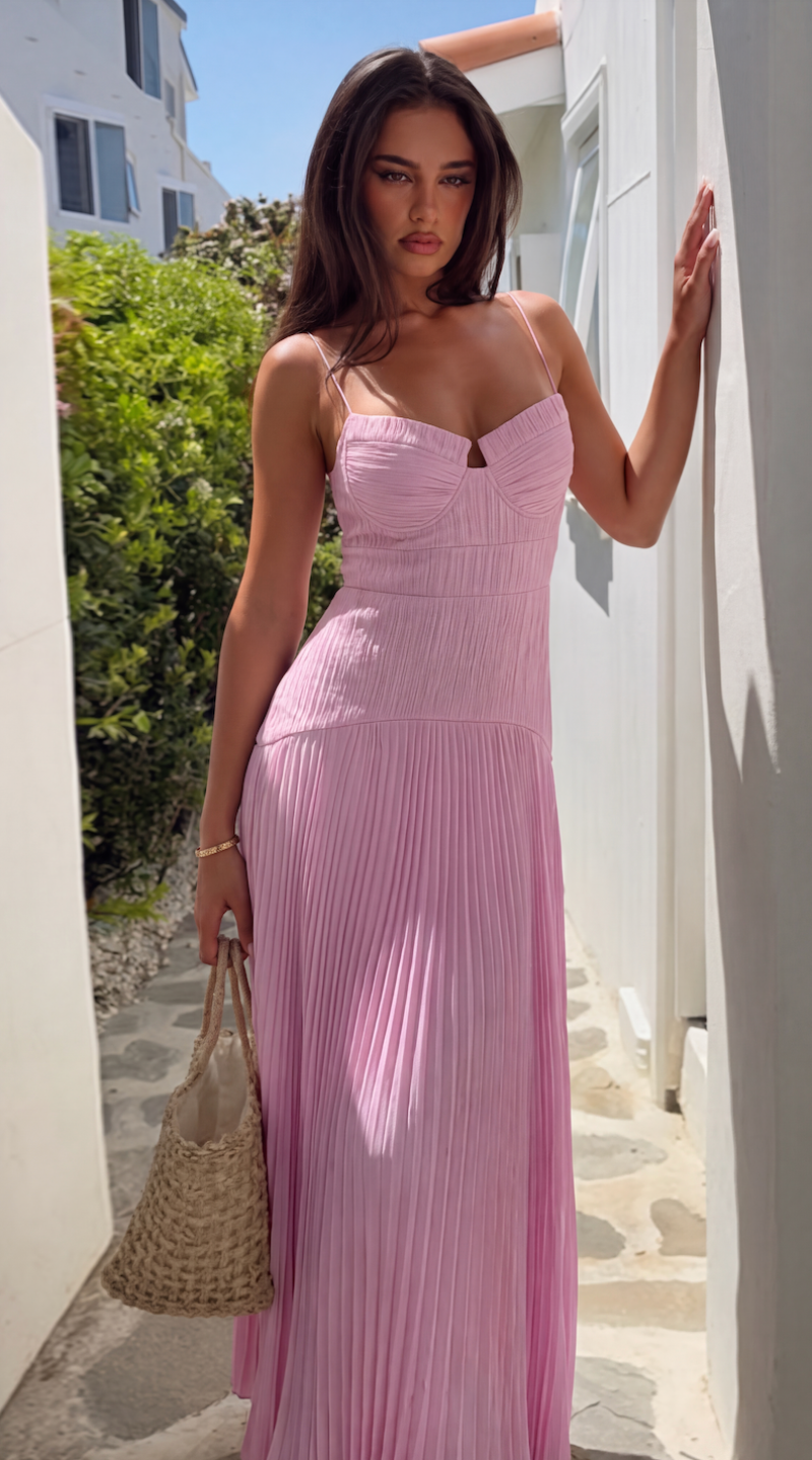 Sophia crinkle chiffong maxi-klänning