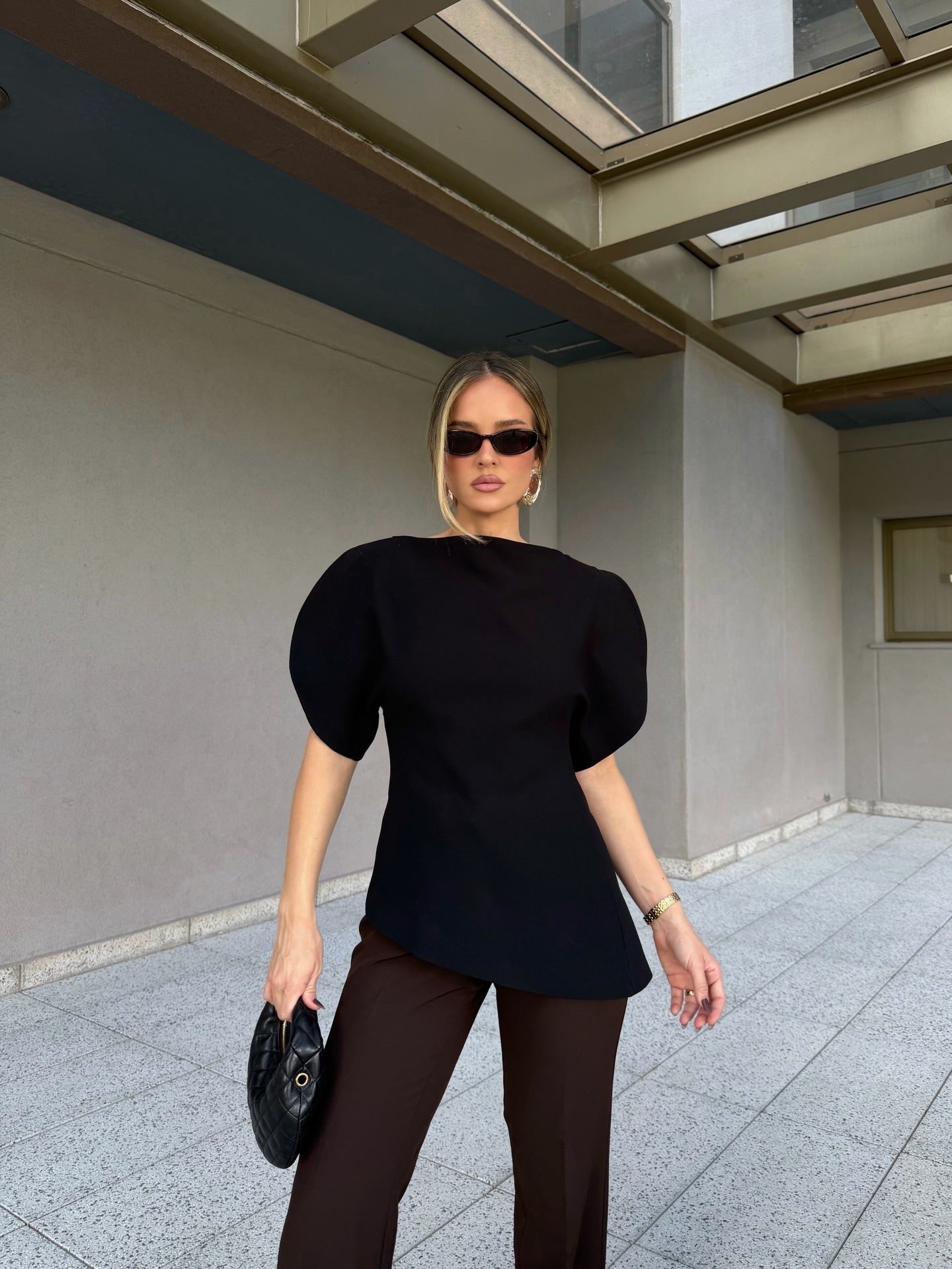 Sienna tricot topp med ballongärmar