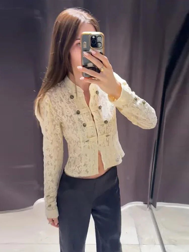 SOERA Sara Sheer Lace Patchwork Jacket - Jacket - SOERA-662851-PHO-M-76067 Beige M