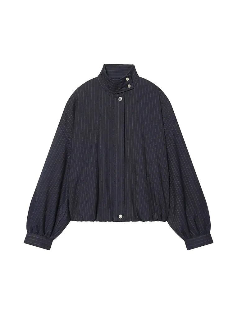 SOERA Selena Striped Stand Collar Jacket - Jackets - 1005010582296121-;xm1775031590525319311 XS