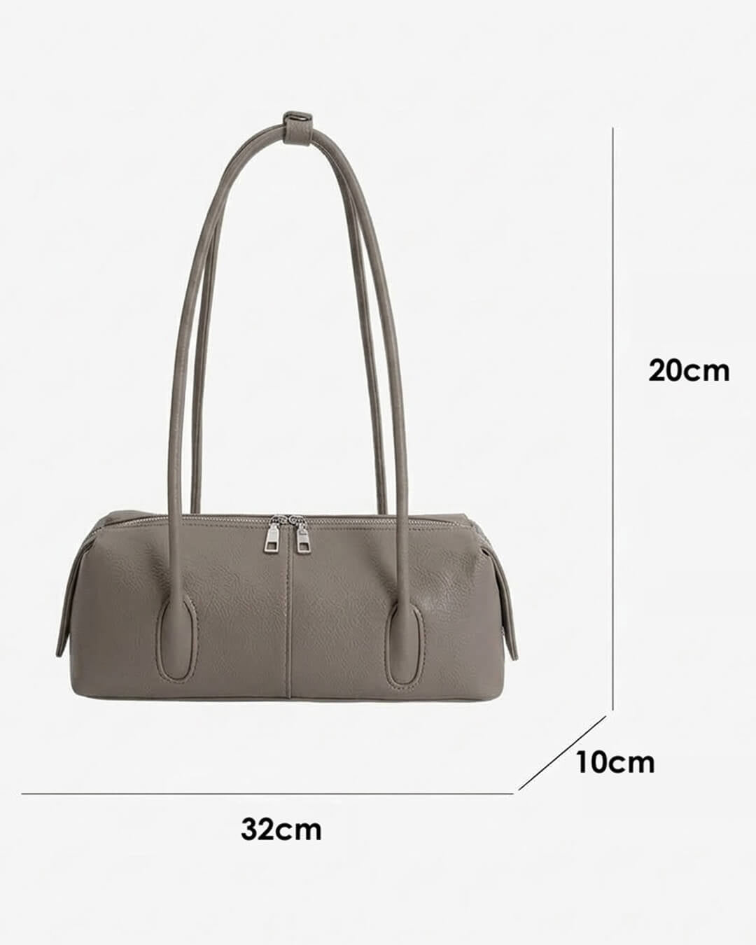 SOERA Julie Cylindrical Leather Shoulder Bag - Bag - SOERA-050115-GRE-OS-68163 Taupe-Grey