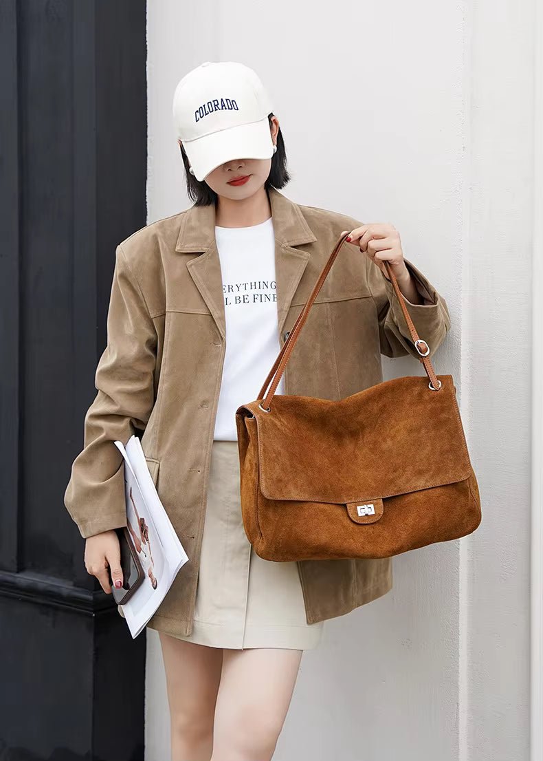 SOERA Ruth Matte Suede Crossbody Tote - Bag - SOERA-557827-DEF-OS-79779 Brown