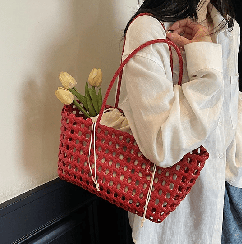 SOERA Claudia Hollowed Shoulder Tote - Bag -  Claret