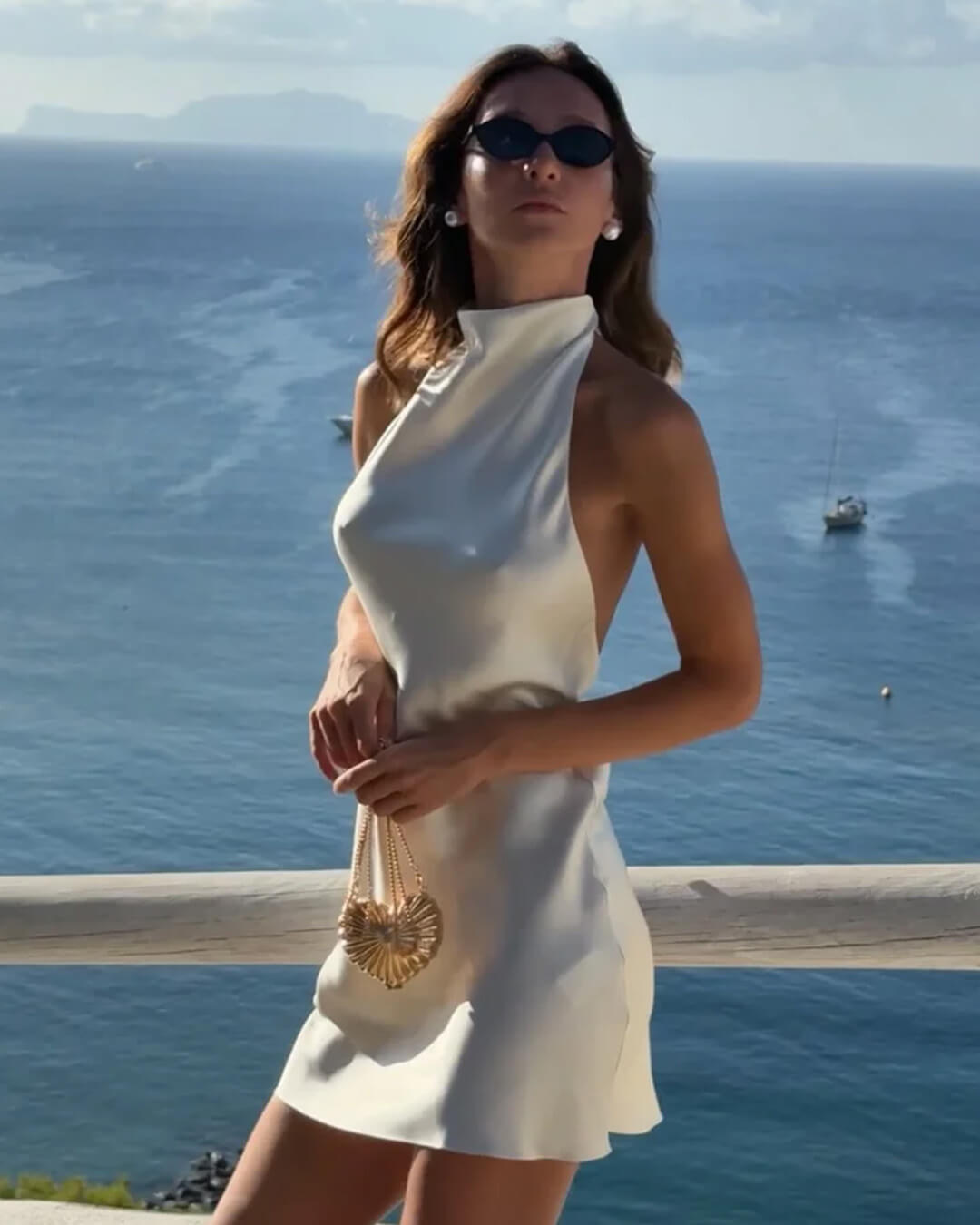 Bianca Satin Backless Mini Dress
