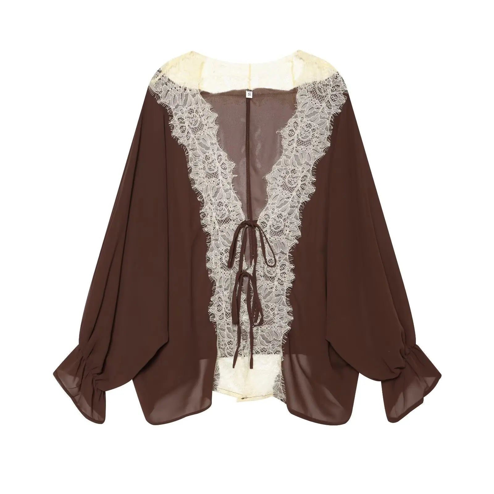 SOERA Lisa Lace Patchwork Blouse - Blouse - SOERA-750723-BRO-XS-63075 Brown XS
