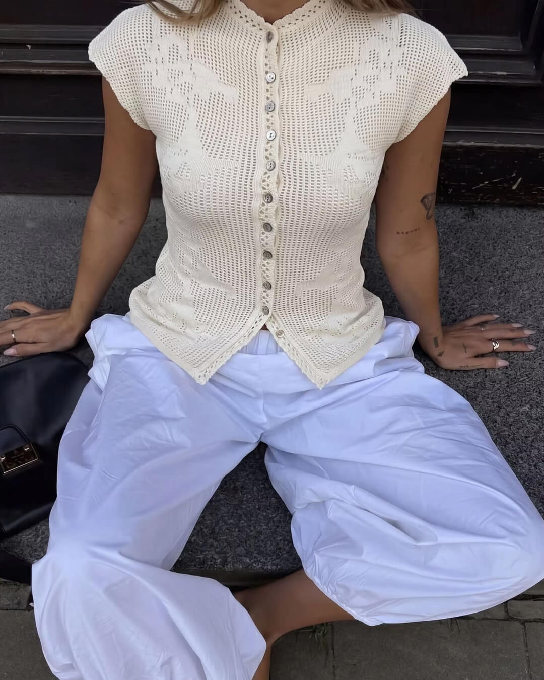 SOERA Anne Knitted Cardigan Top - Blouse - SOERA-114115-1-M-05027 Beige M