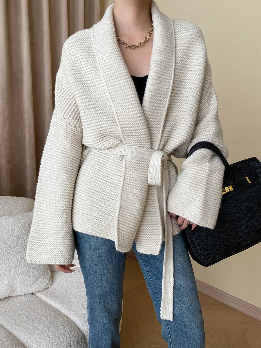 SOERA Abigail Belted Knit Cardigan - Cardigans - 1005007708848658-;pa1765393866208642501 Creme One Size