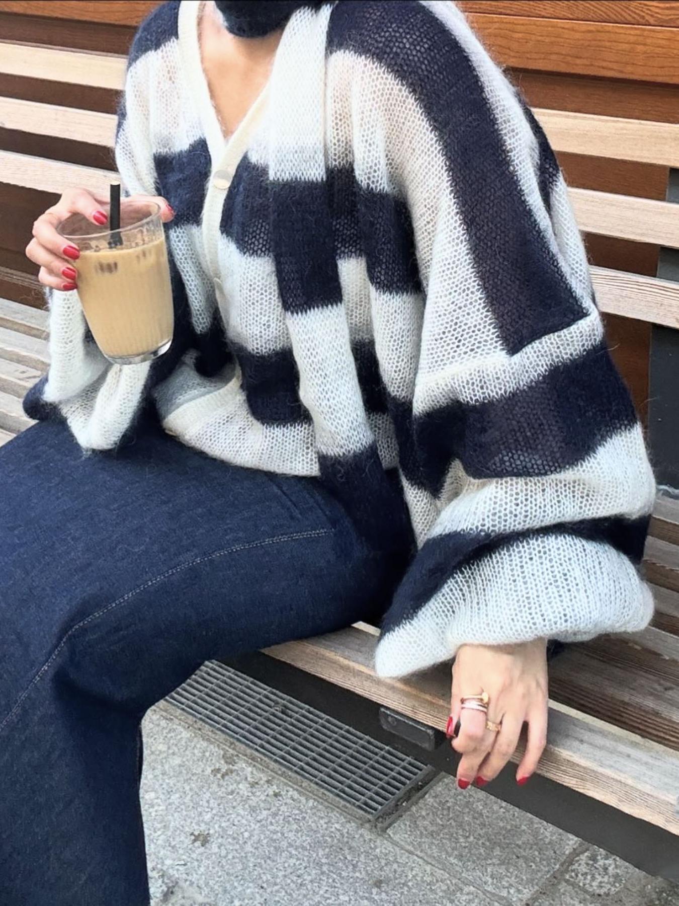 SOERA Christel Loose Striped Cardigan - Cardigans - Ny1770344797578595762 Navy S