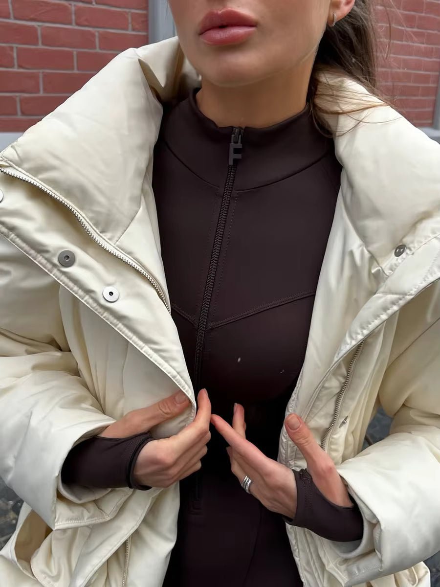 SOERA Emily Stand Collar Padded Puffer Coat - Coat - SOERA-634883-BEI-M-35523 Beige M