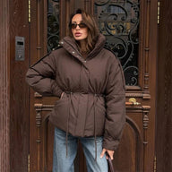 Mary oversized vadderad jacka med dragsko i midjan
