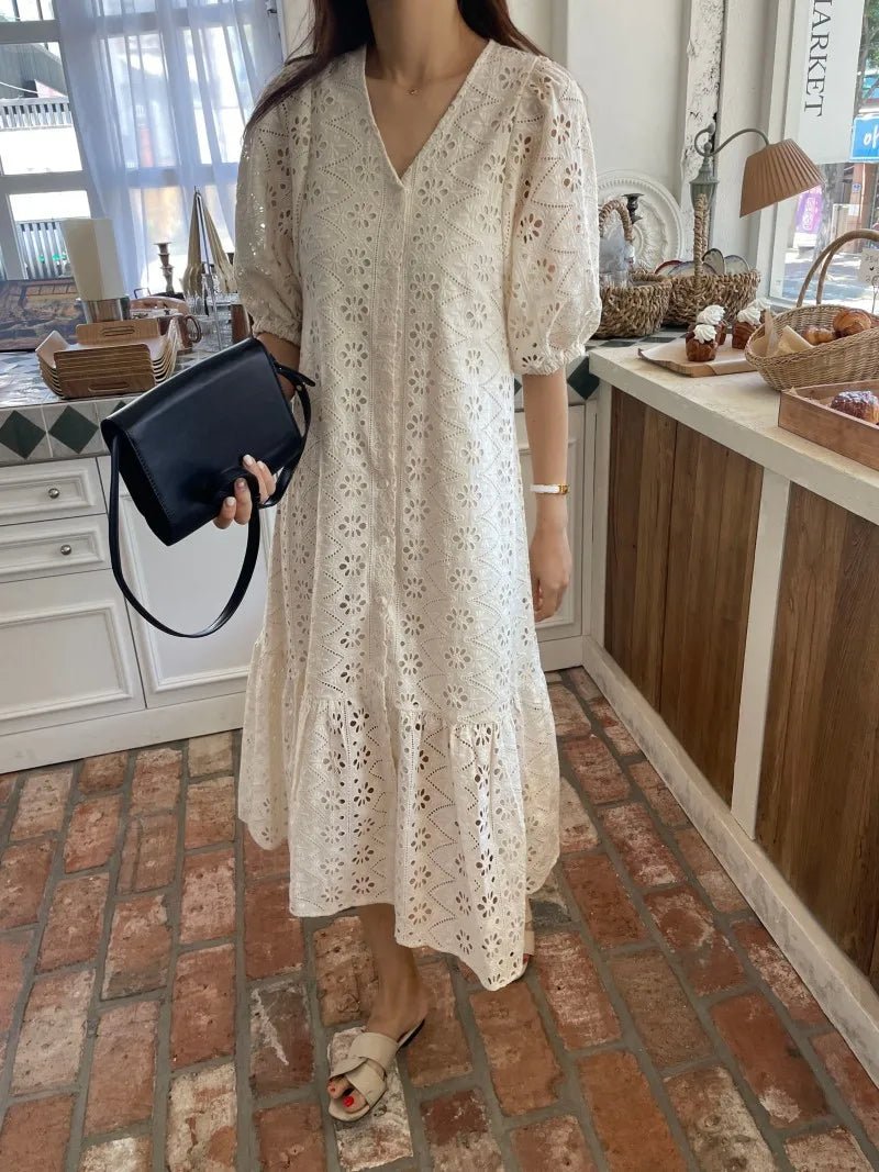SOERA Beatrice V - Neck Embroidered Maxi Dress - Dress -  XS