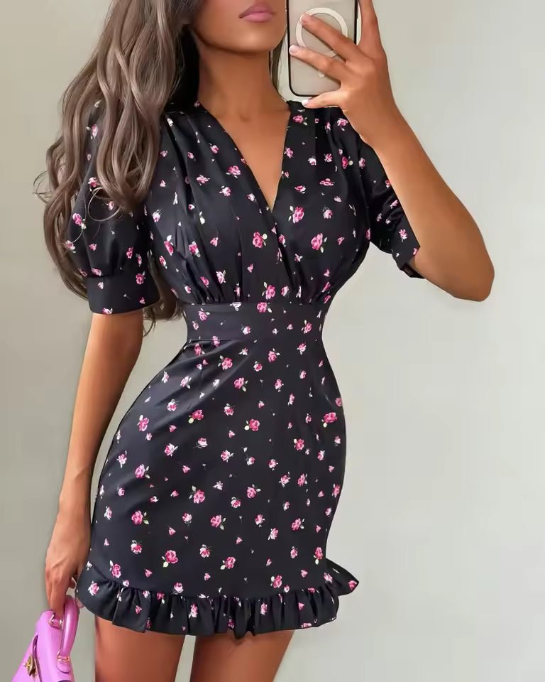 SOERA Bianca Floral Mini Dress - Dress - SOERA-050371-BLA-M-92707 Black M