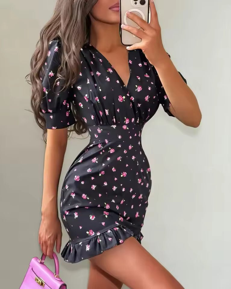 SOERA Bianca Floral Mini Dress - Dress - SOERA-050371-BLA-M-92707 Black M