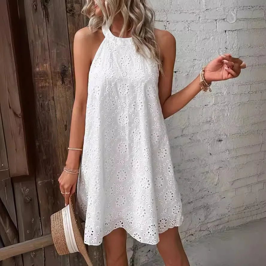 SOERA Sofia Bohemian Eyelet Embroidered Mini Dress - Dress - SOERA-074883-WHI-S-53539 White S