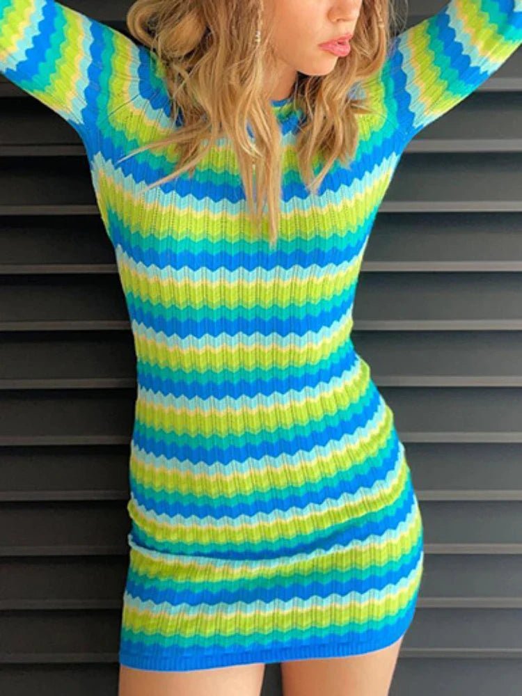 SOERA Veronica Striped Backless Mini Dress - Dress -  Green XS