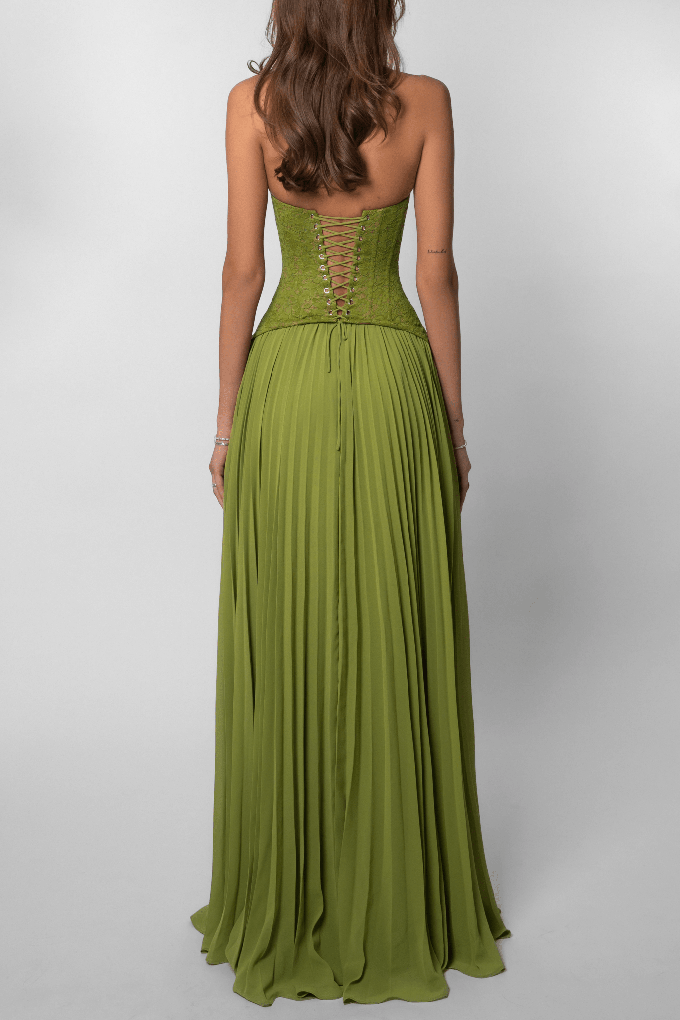 SOERA Vivian Pleated Corset Maxi Dress - Dress -  Green S