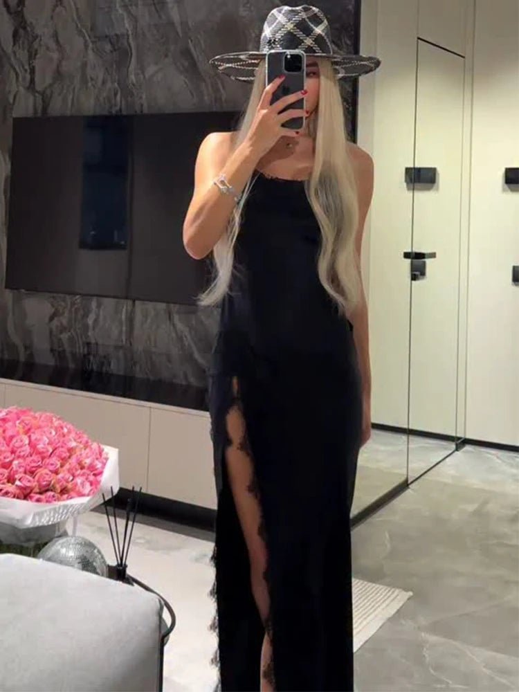 SOERA Beatrice Halter Lace Maxi Dress - Dresses -  Blue XS