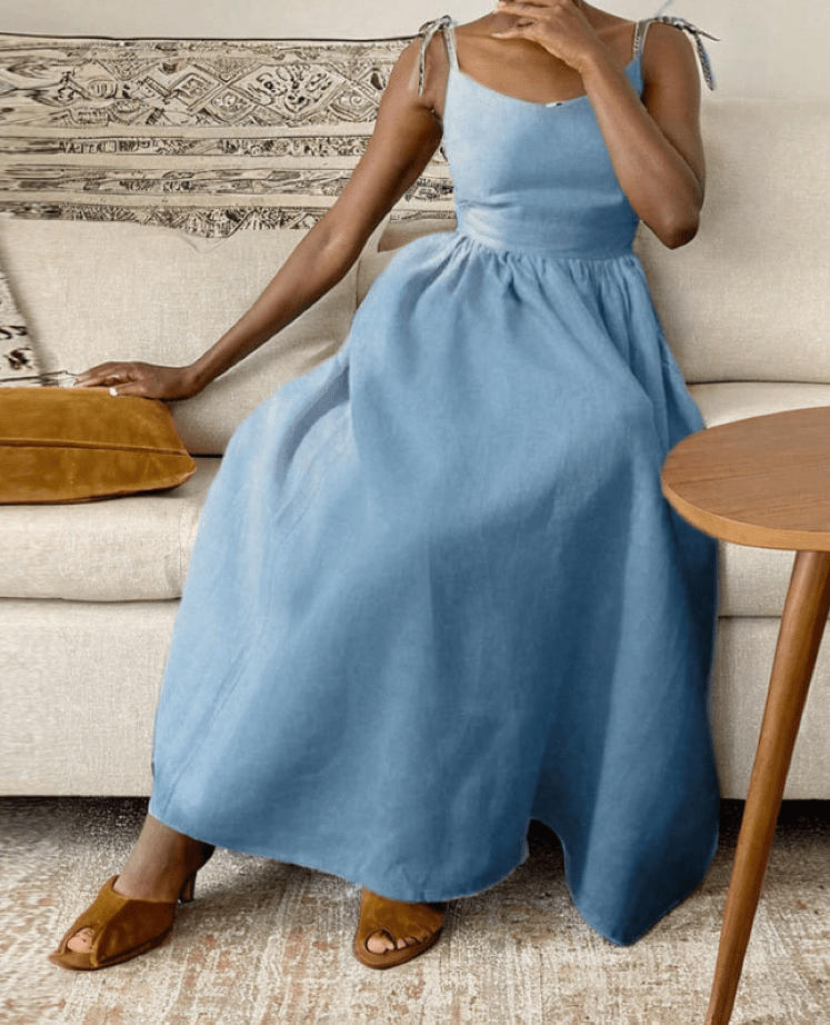 SOERA Elisabeta Backless Tie-Strap Midi Dress - Dresses - SOERA-716291-BLU-S-13827 Blue S