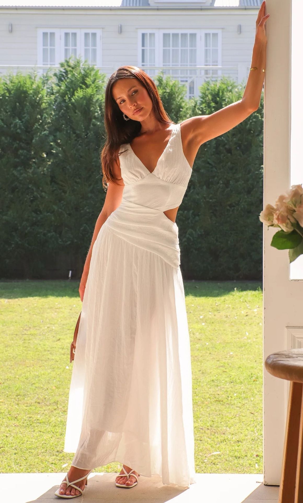 SOERA Jemilie Flared Cutout Midi Dress - Dresses - xB1775708714486329908 White L
