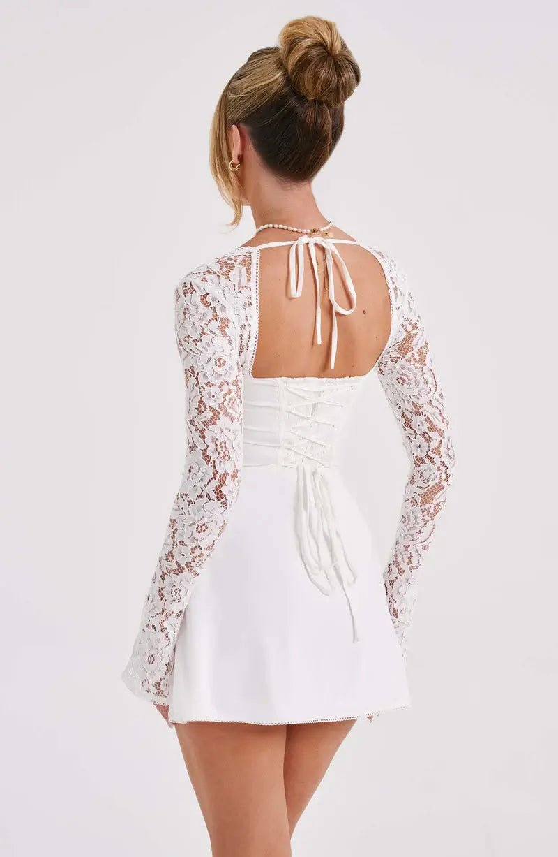 SOERA Louise mini dress with lace details - Dresses - DWOD4-HT169011 red XS