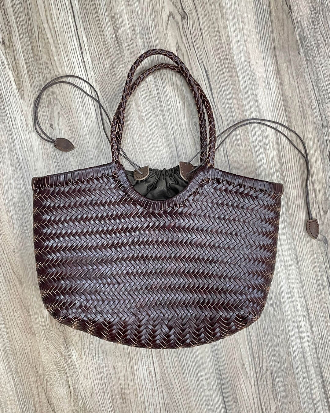 SOERA Beatrice Woven Leather Tote Bag - Handbags -  Coffee Small